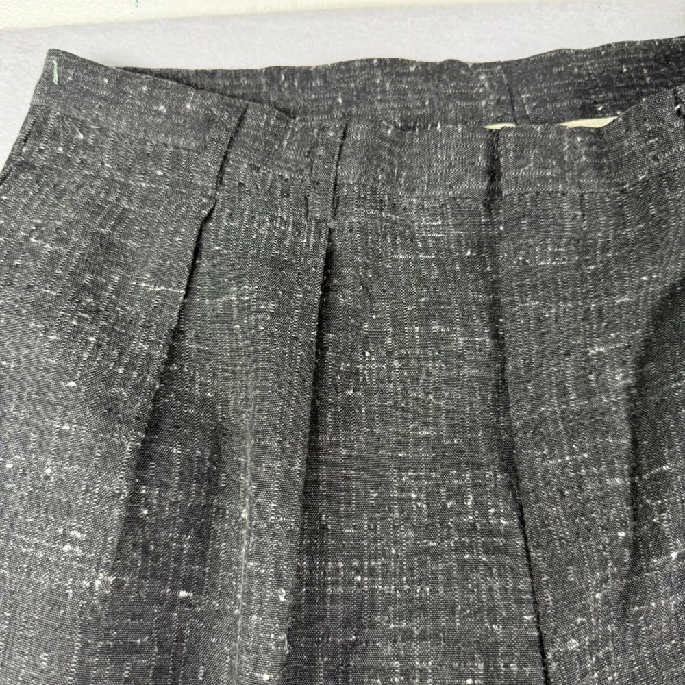 Vintage Cotler 36x34 Pleated High Waisted Trousers Charcoal Grey Slub Taper USA